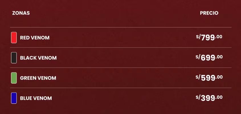 Se detallan los precios por zona para el evento de Ginny Jayna en Lima, con entradas desde S/399.00 hasta S/799.00 para sus fans peruanos.
