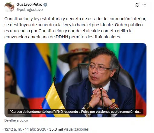El presidente de la República señaló que la decisión se fundamenta en la Constitución Política de 1991 y la Convención Americana sobre Derechos Humanos  - crédito @petrogustavo/X