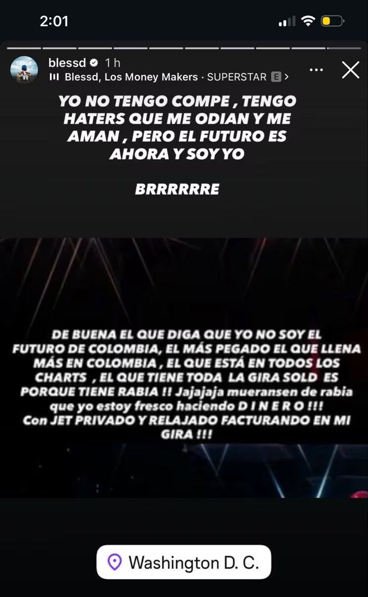 El comentario de Blessd que generó polémica en redes sociales - crédito @Luismorxx/X