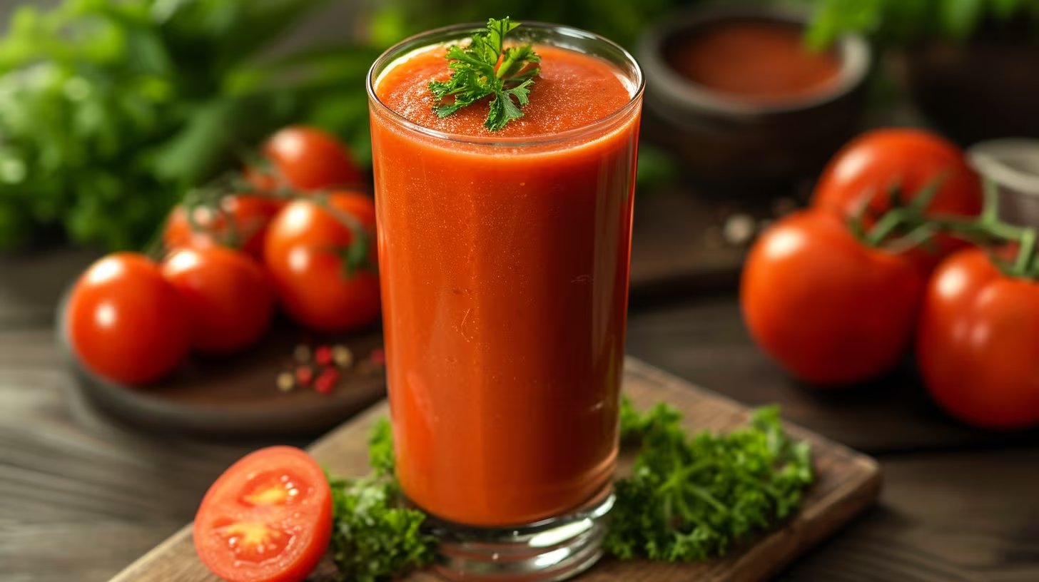 El jugo de tomate aporta licopeno, potasio y antioxidantes que fortalecen el sistema cardiovascular y ayudan a mantener la presión arterial bajo control. - (Imagen Ilustrativa Infobae)