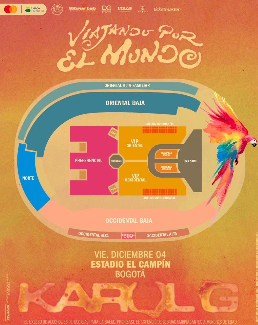 Estas serán las ubicaciones en el estadio El Campín - crédito Ticketmaster / Instagram