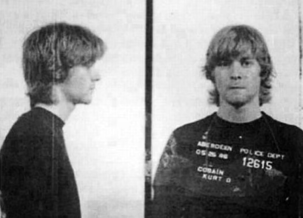 Kurt Cobain el 26 de mayo de 1986 cuando fue detenido por 