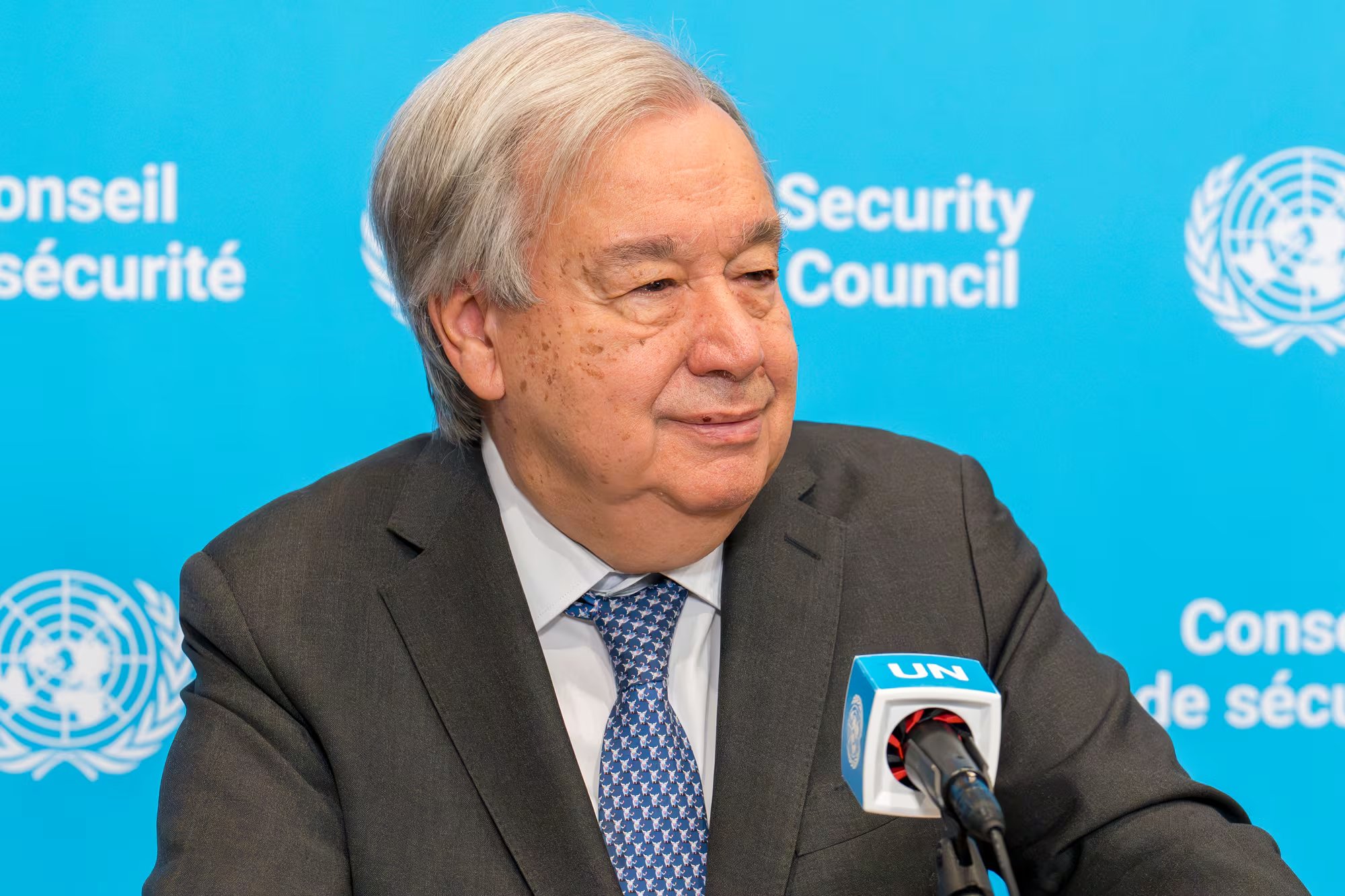 Fotografía cedida este 30 de abril por la ONU en la que se captó al secretario general de Naciones Unidas, António Guterres, durante en una rueda de prensa, en Nueva York (EE.UU.)
EFE/Mark Garten/ONU
