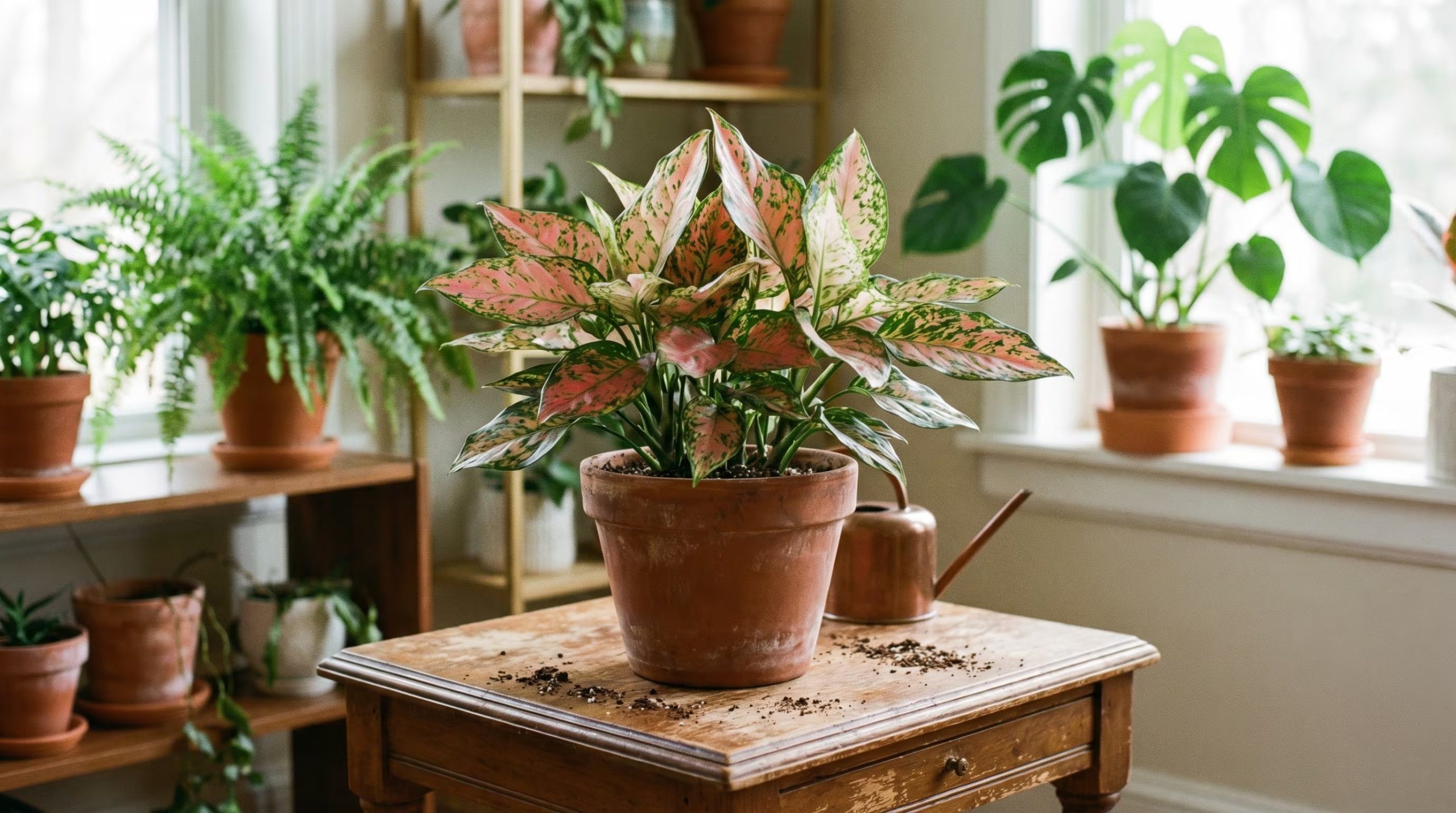 La aglaonema, resistente y fácil de cuidar en agua, realza la decoración con sus matices verdes y tonos plateados en ambientes luminosos (Imagen Ilustrativa Infobae)