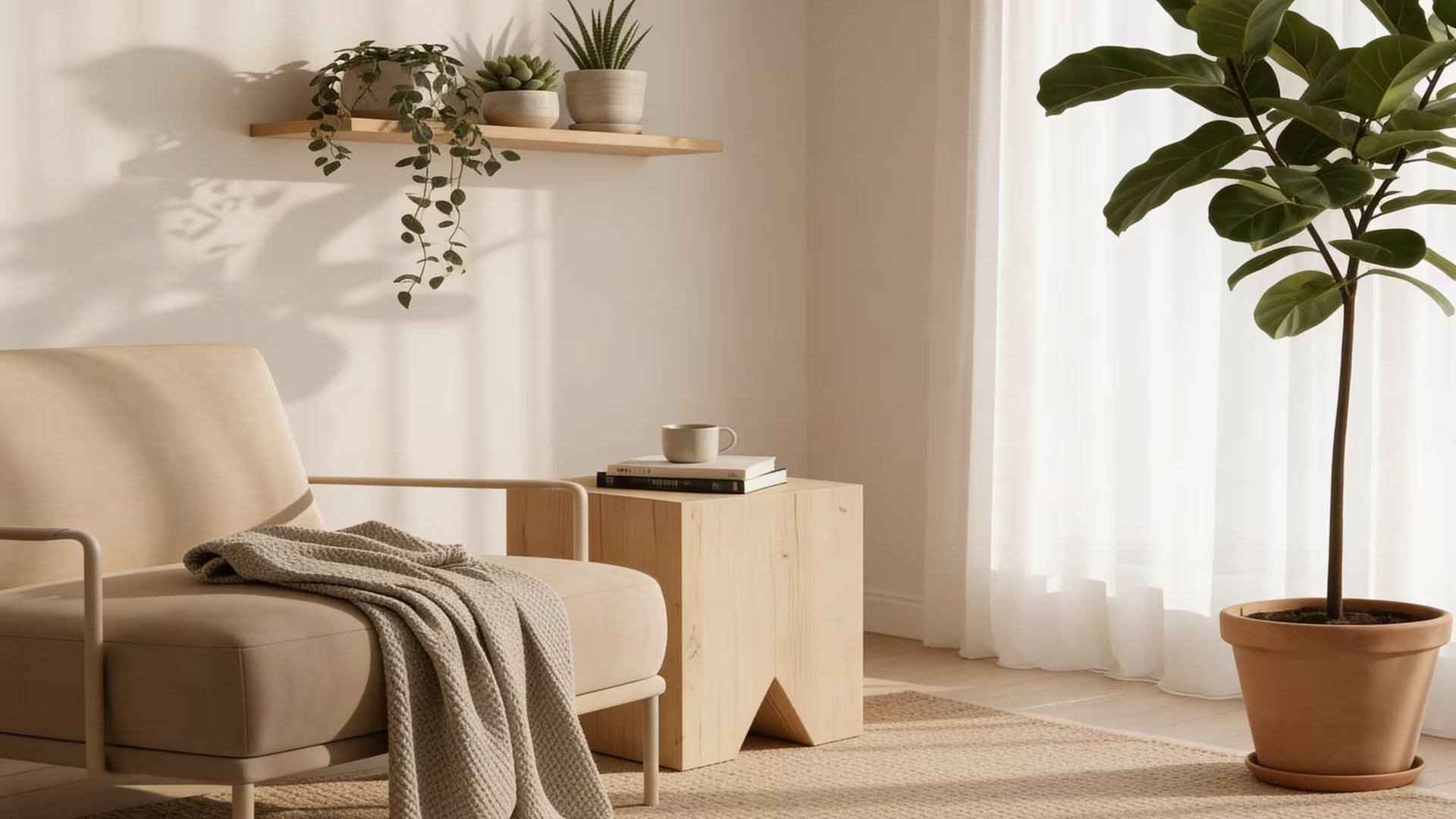 El ficus lyrata, recomendado para ambientes amplios y luminosos, aporta orden, foco visual y jerarquía en la decoración del hogar