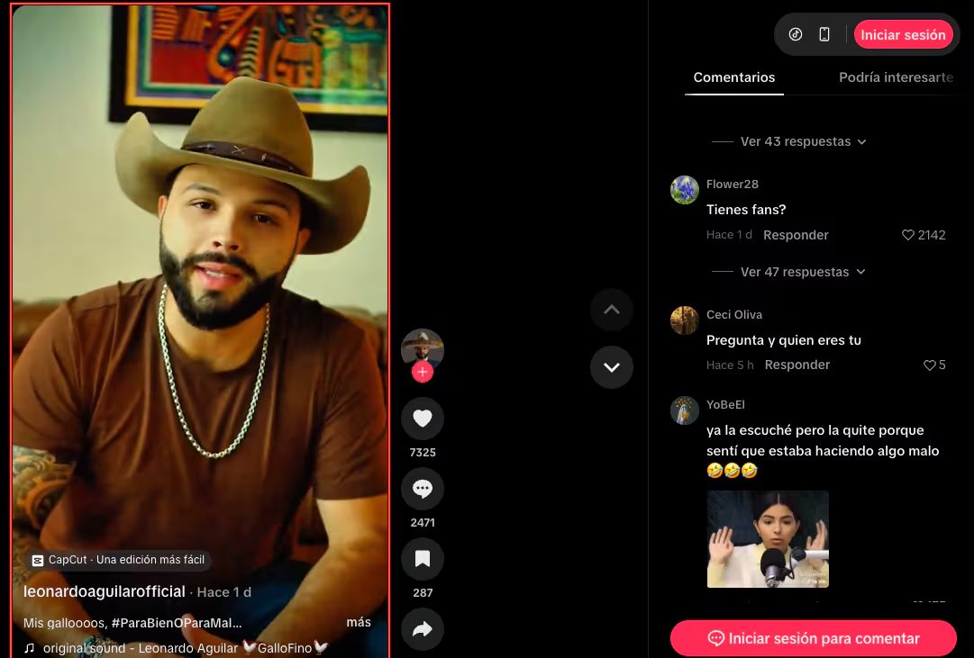 Leonardo Aguilar enfrenta cuestionamientos en plataformas digitales tras solicitar apoyo para su reciente lanzamiento musical. (Captura de pantalla TikTok @leonardoaguilarofficial)