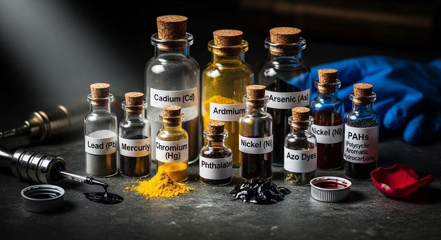 Las tintas de tatuaje contienen pigmentos, disolventes y aditivos, algunos de los cuales pueden desencadenar alergias o infecciones cutáneas - (Imagen Ilustrativa Infobae)