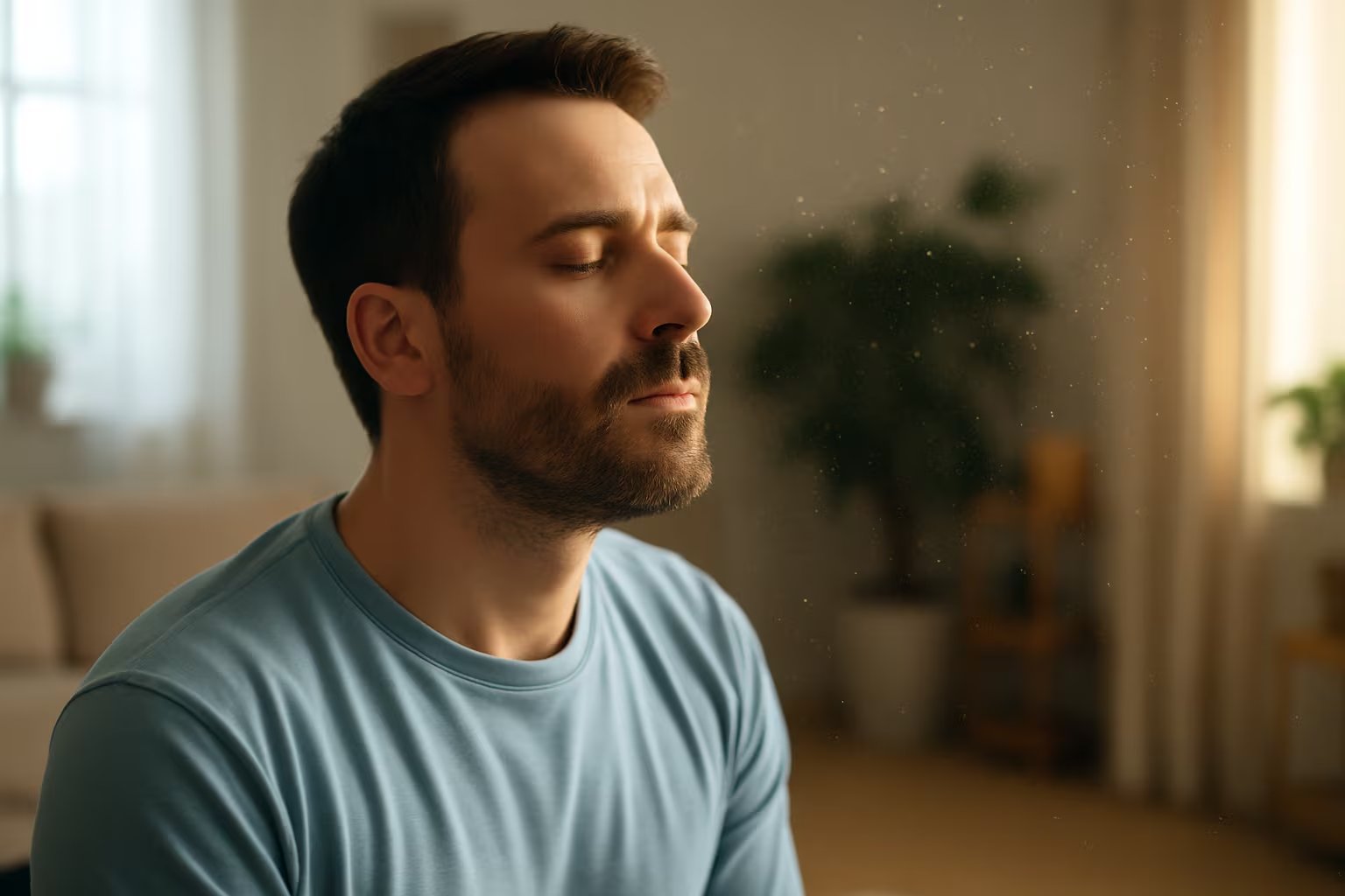 Un hombre respira de forma calmada en su salón. (Imagen Ilustrativa Infobae)