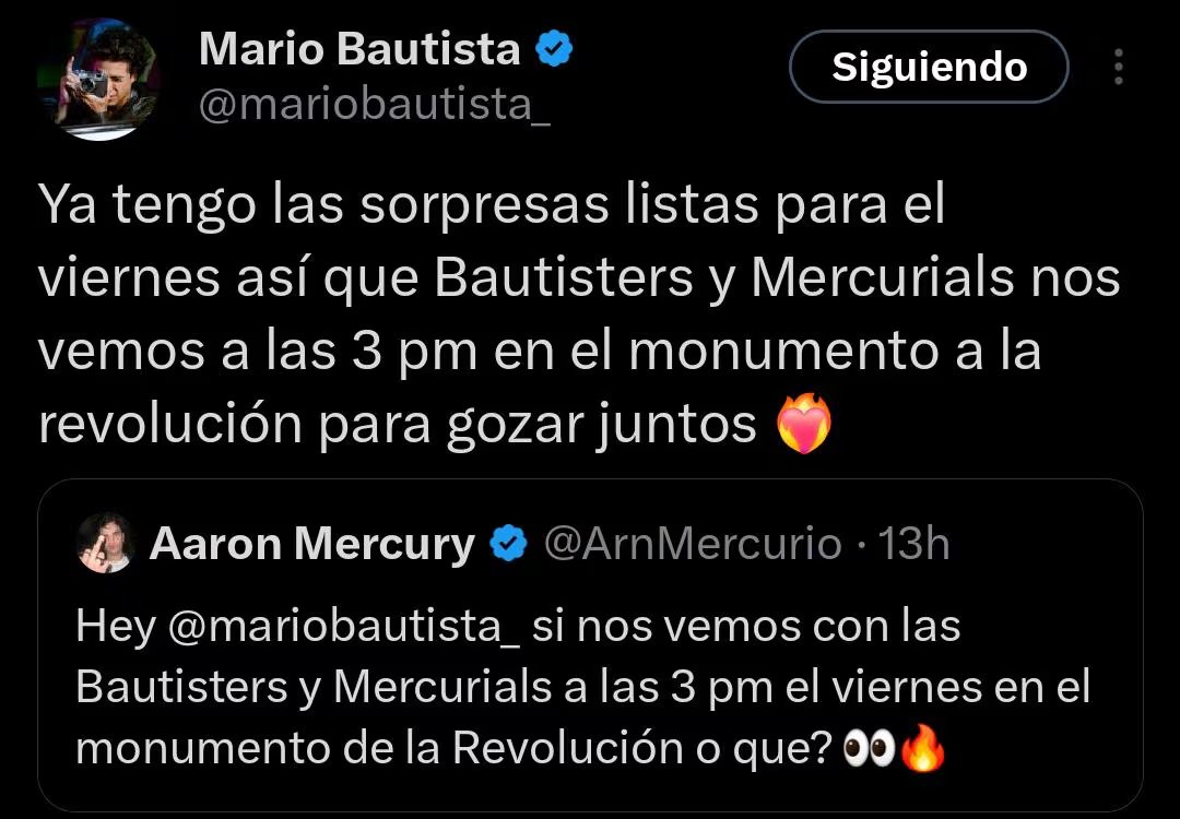 La expectativa entre los seguidores de Mario Bautista y Aarón Mercury creció tras el anuncio de que ambos ofrecerán un espectáculo gratuito el viernes 1 de mayo en el Monumento a la Revolución (captura de pantalla)
