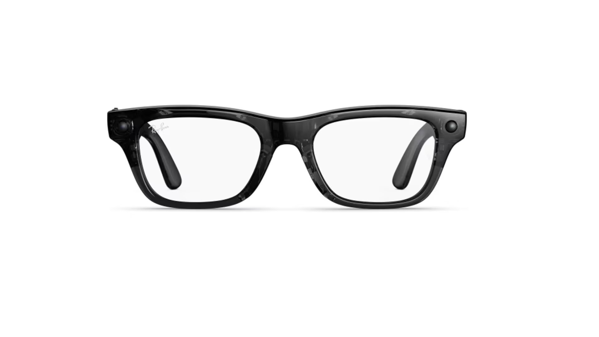 El Blayzer es rectangular, con lentes transparentes, y viene en negro, gris y verde oliva. (Ray-Ban / Meta)
