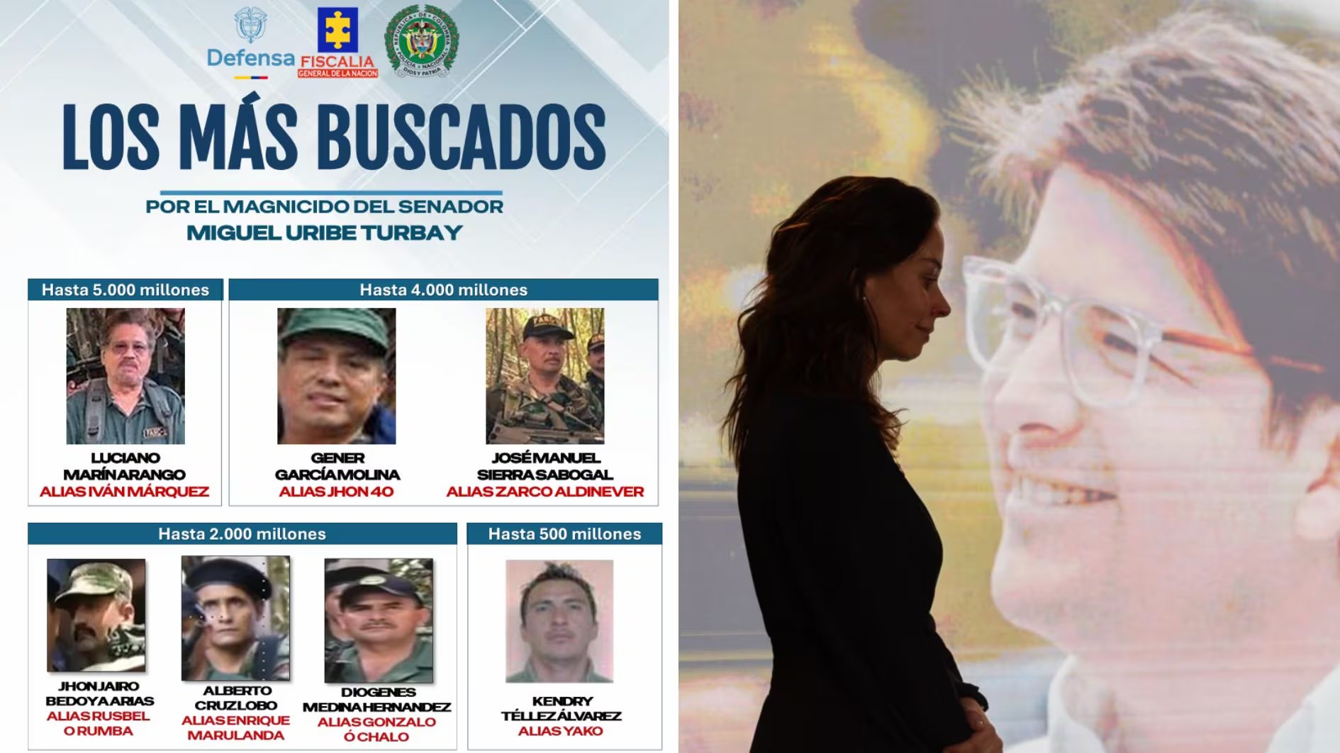 Además de Luciano Marín Arango, alias Iván Márquez, también figuran otros seis líderes criminales que estarían involucrados en el magnicidio del senador y candidato presidencial Miguel Uribe Turbay, cuyo ataque perpetró un sicario de 15 años el sábado 7 de junio de 2025, y poco más de dos meses después, el 11 de agosto de 2025 se confirmó el deceso del congresista, que se encontraba internado en la UCI de la Fundación Santa Fe, en Bogotá - créditos Fiscalía General de la Nación | @maclaudiat/IG