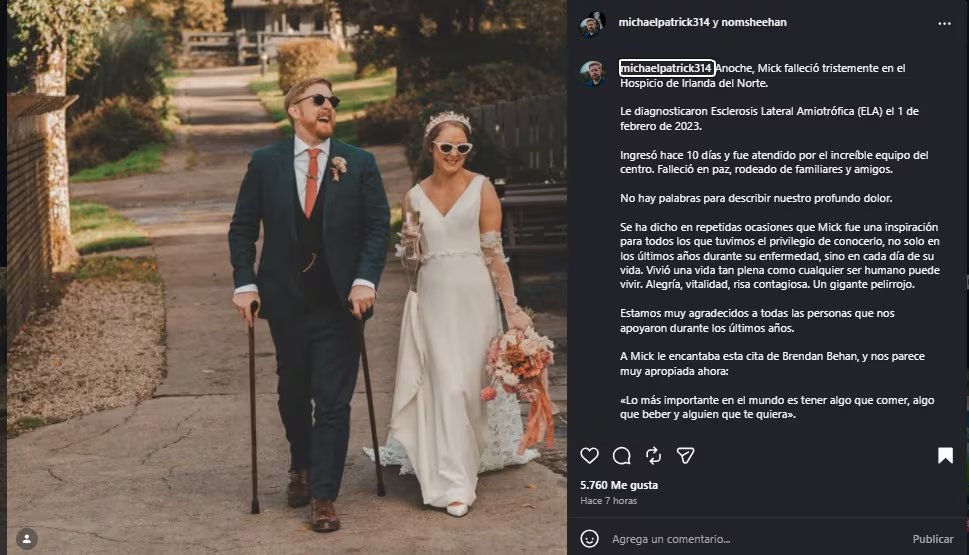 Naomi Sheehan fue quien dio a conocer que Michael Patrick falleció en Irlanda. (Instagram)