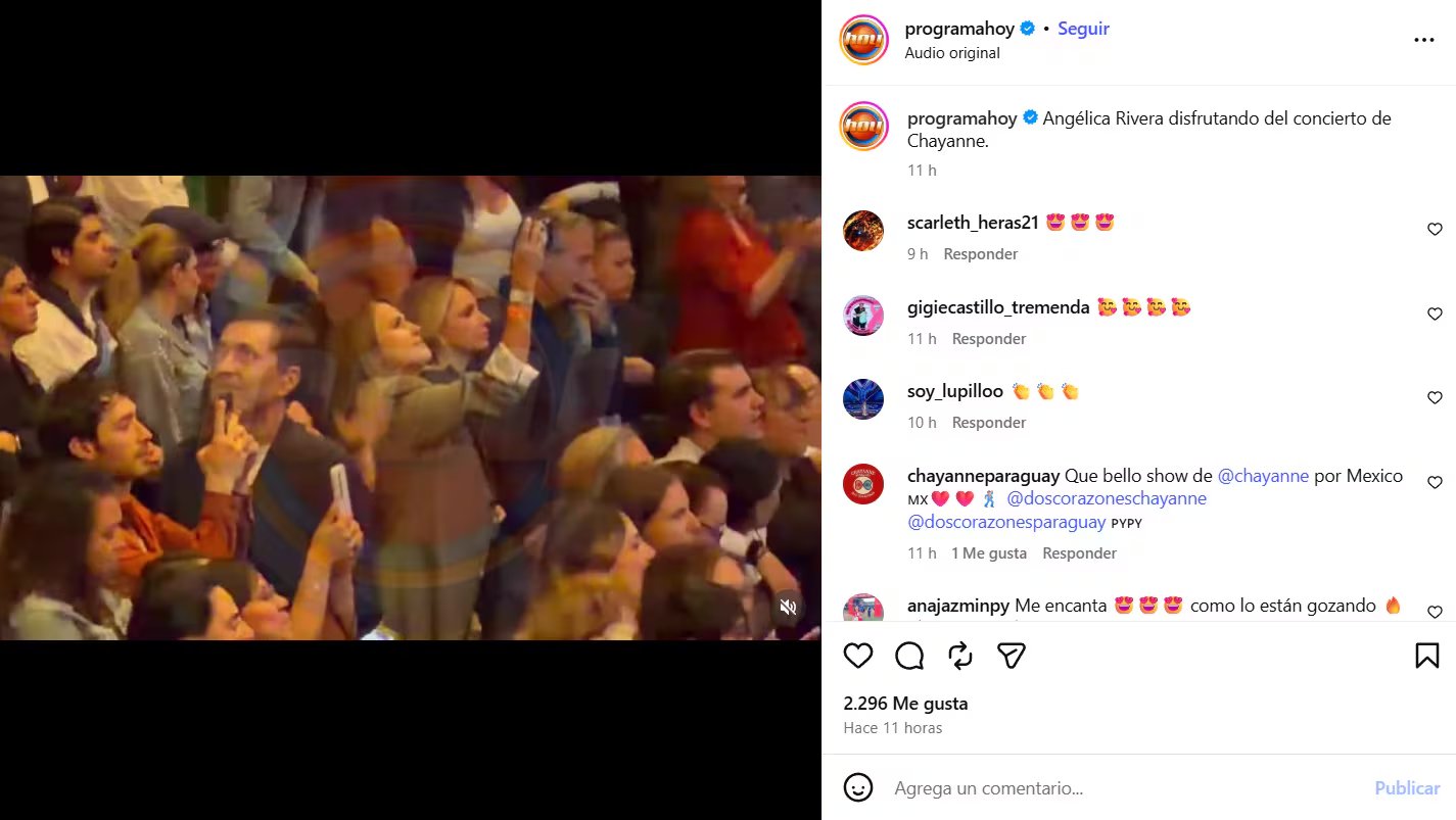 Angélica Rivera fue captada por el programa Hoy disfrutando del vibrante concierto de Chayanne junto a un acompañante, entre la euforia del público. (Programa Hoy: Instagram)