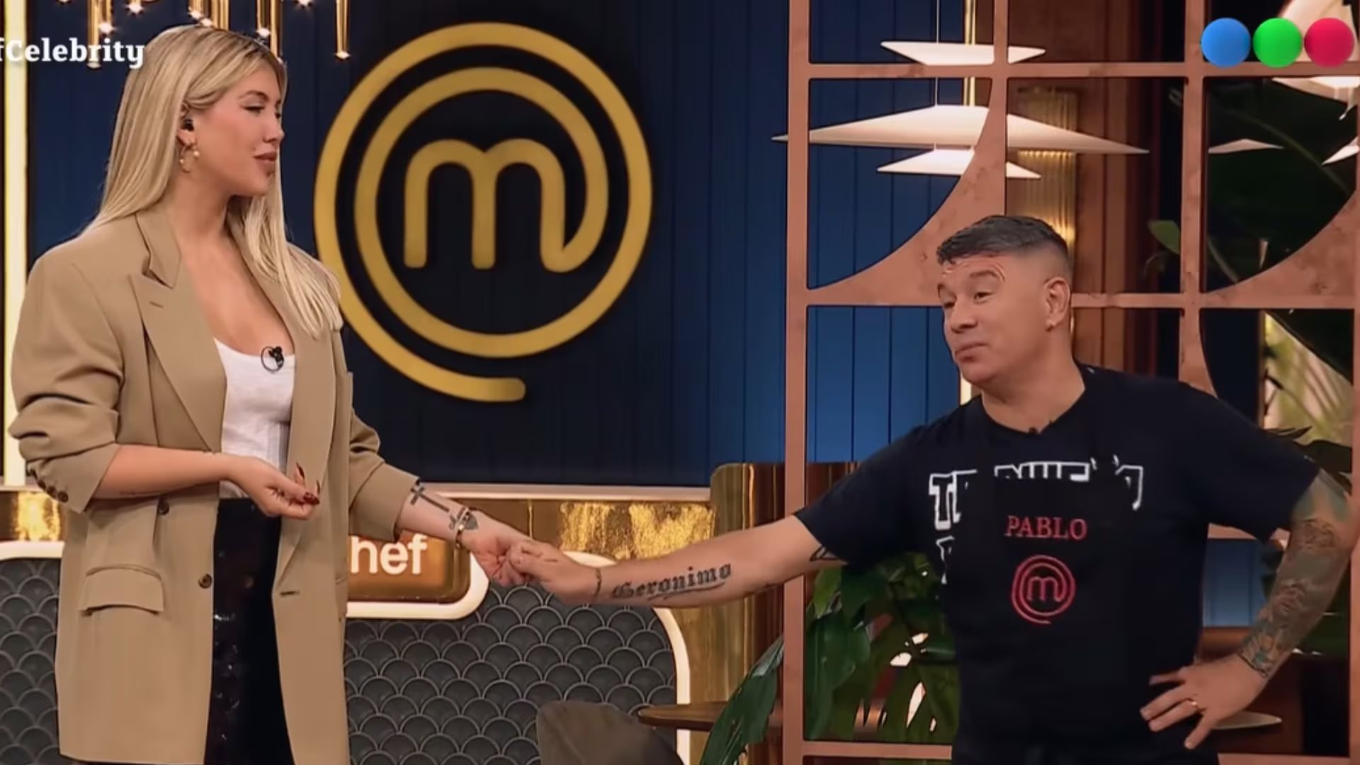 Pablo Lescano junto a Wanda Nara en Masterchef Celebrity en octubre del año pasado