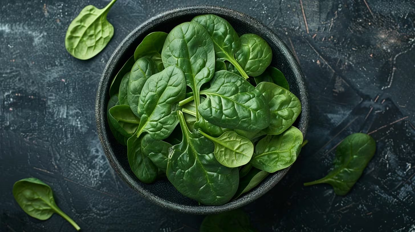 Un ramo de espinacas frescas listas para preparar saludables recetas (Imagen Ilustrativa Infobae)