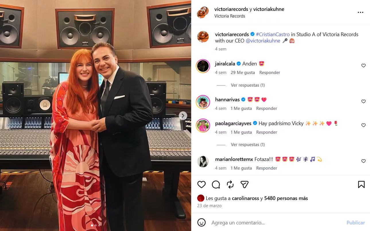 El noviazgo entre Victoria Kühne y Cristian Castro surge semanas después de anunciar una colaboración. (Victoria Künhe: Instagram)