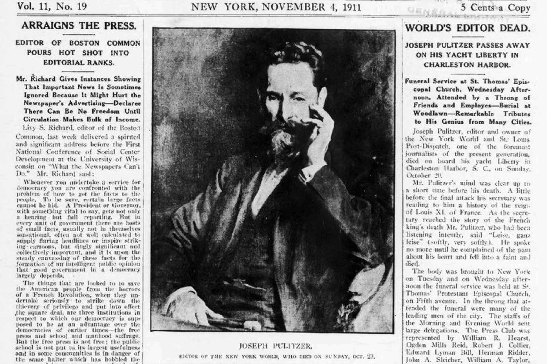 Joseph Pulitzer nació en Hungría y llegó muy joven húngaro a Estados Unidos, en el año 1864. Allí cambió el periodismo moderno
