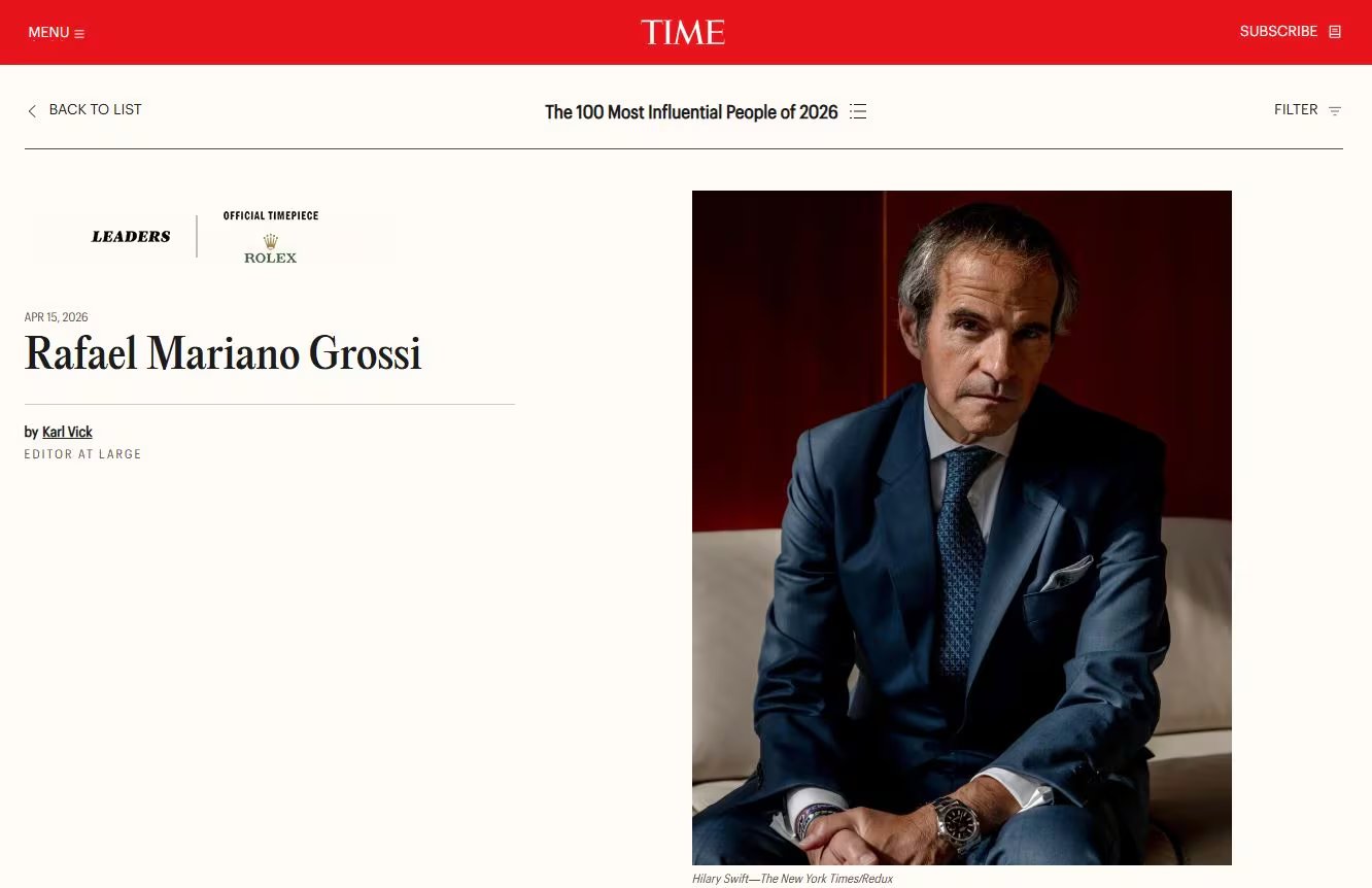 Rafael Grossi fue seleccionado entre las 100 personalidades más influyentes y destacadas del mundo por la Revista Time (Time)