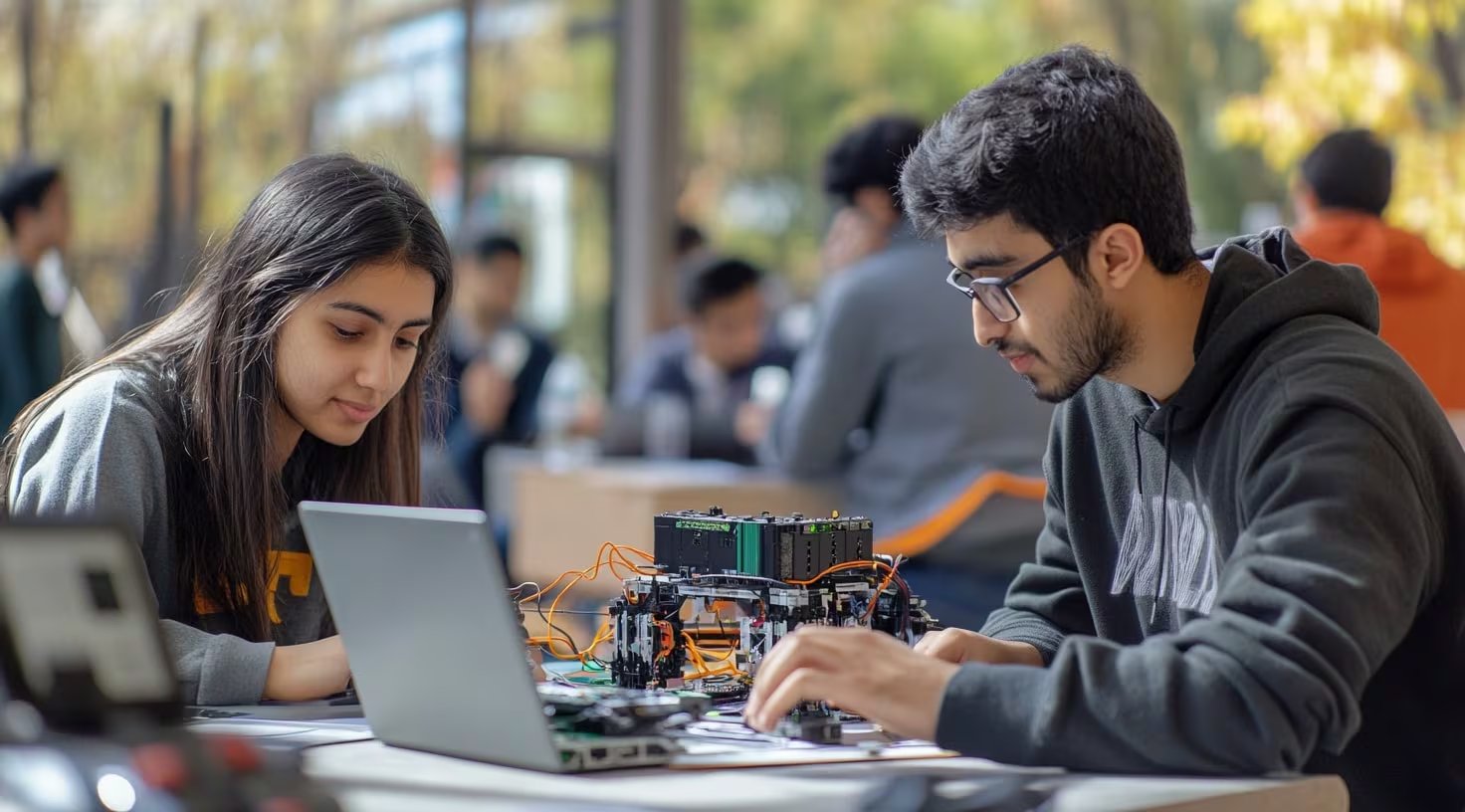 Estudiantes desarrollando un proyecto tecnológico en equipo, combinando creatividad y habilidades en un entorno de aprendizaje colaborativo. - (Imagen Ilustrativa Infobae)