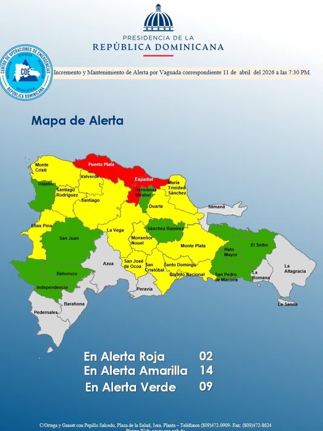 El Centro de Operaciones de Emergencias de República Dominicana declaró alerta roja por intensas lluvias y riesgo de desbordamientos. (Cortesía: Centro de Operaciones de Emergencias)