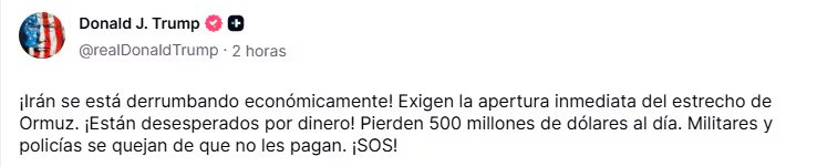 El comunicado de Trump vía Truth Social