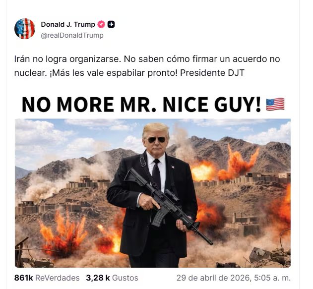 El mensaje publicado por Trump en Truth Social.