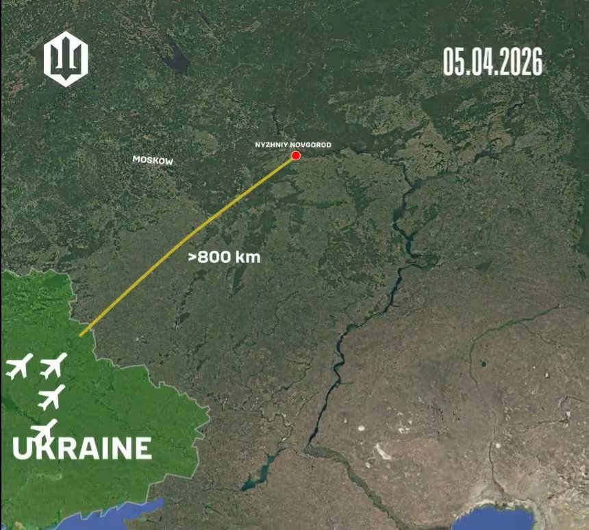 La ubicación de la planta atacada, a 800 kilómetros de Ucrania. (Fuerzas de Sistemas No Tripulados de las Fuerzas Armadas de Ucrania)