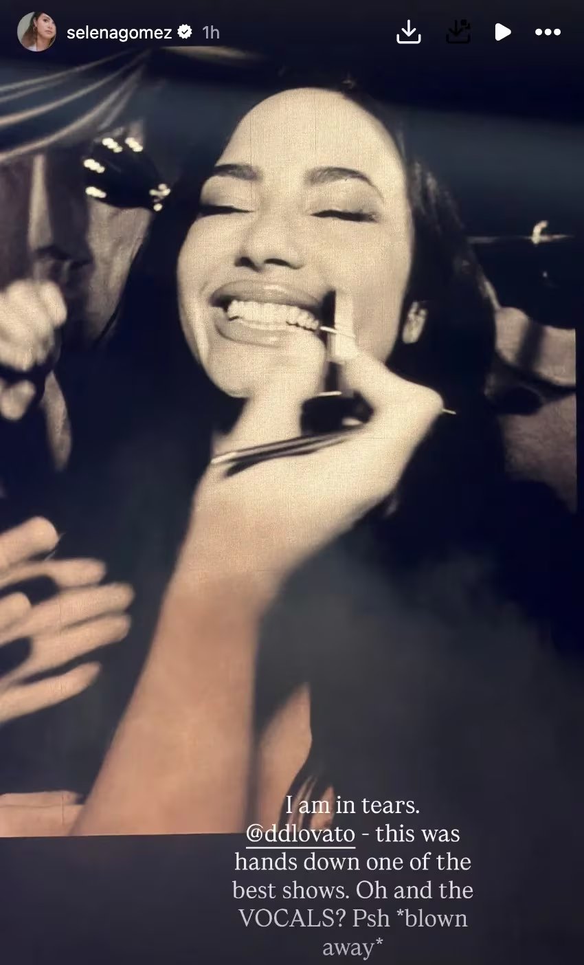 “Estoy en lágrimas… uno de los mejores shows”, escribió Selena Gomez tras ver en vivo a Demi Lovato.