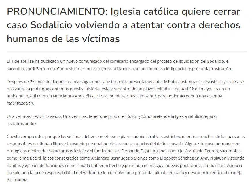 La Red sostiene que la justicia no puede limitarse a un proceso administrativo ni a pagos condicionados, y exige una reparación auténtica, integral y centrada en las víctimas, no solo económica