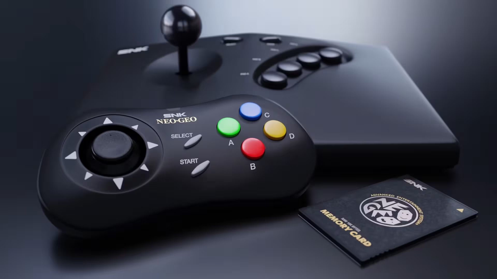 La Neo Geo AES+ incluye conectividad inalámbrica para mandos y el tradicional Arcade Stick con conector de 15 pines por cable.