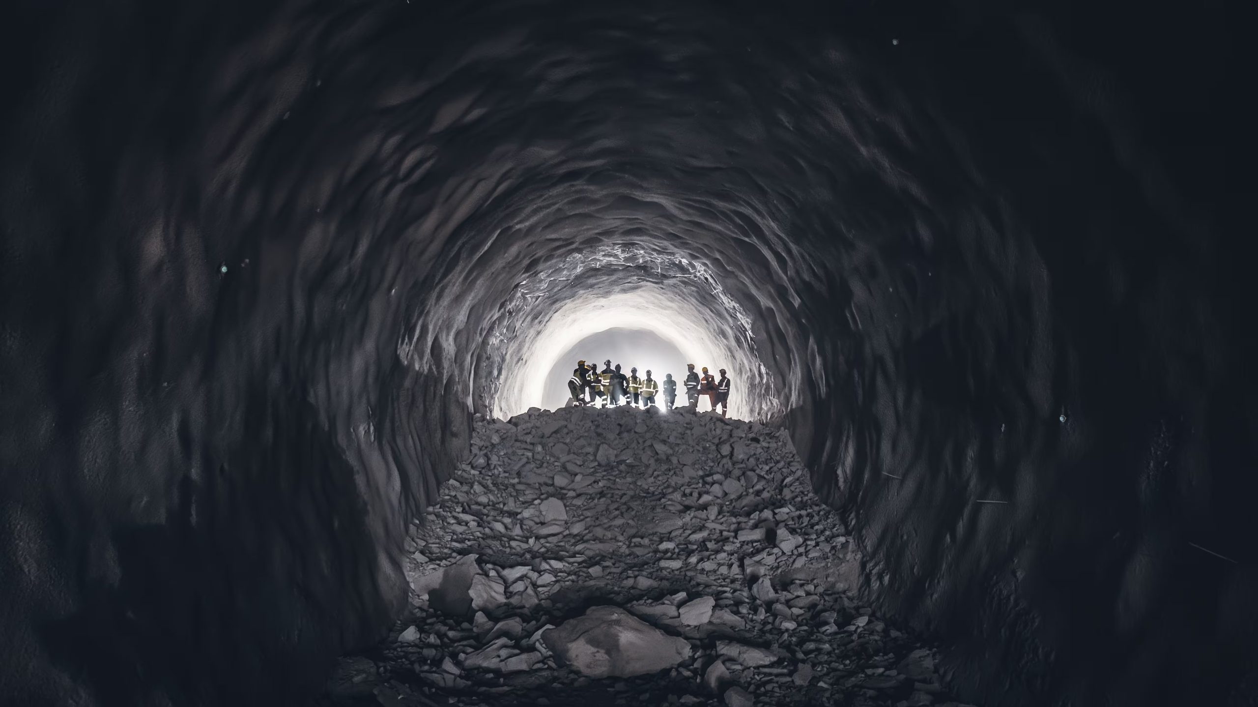 Un grupo de trabajadores e ingenieros observa un punto clave en la excavación del Túnel de Base del Brennero, resaltando el progreso en este ambicioso proyecto de infraestructura (© BBT SE) 