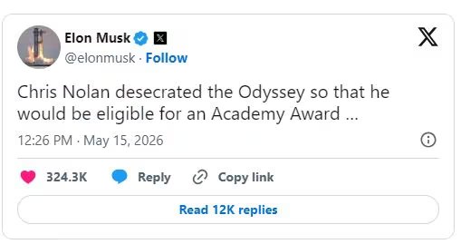 Elon Musk ha respaldado críticas que califican de “insulto” la elección de Lupita Nyong’o como Helena de Troya en La Odisea.(captura de redes sociales)