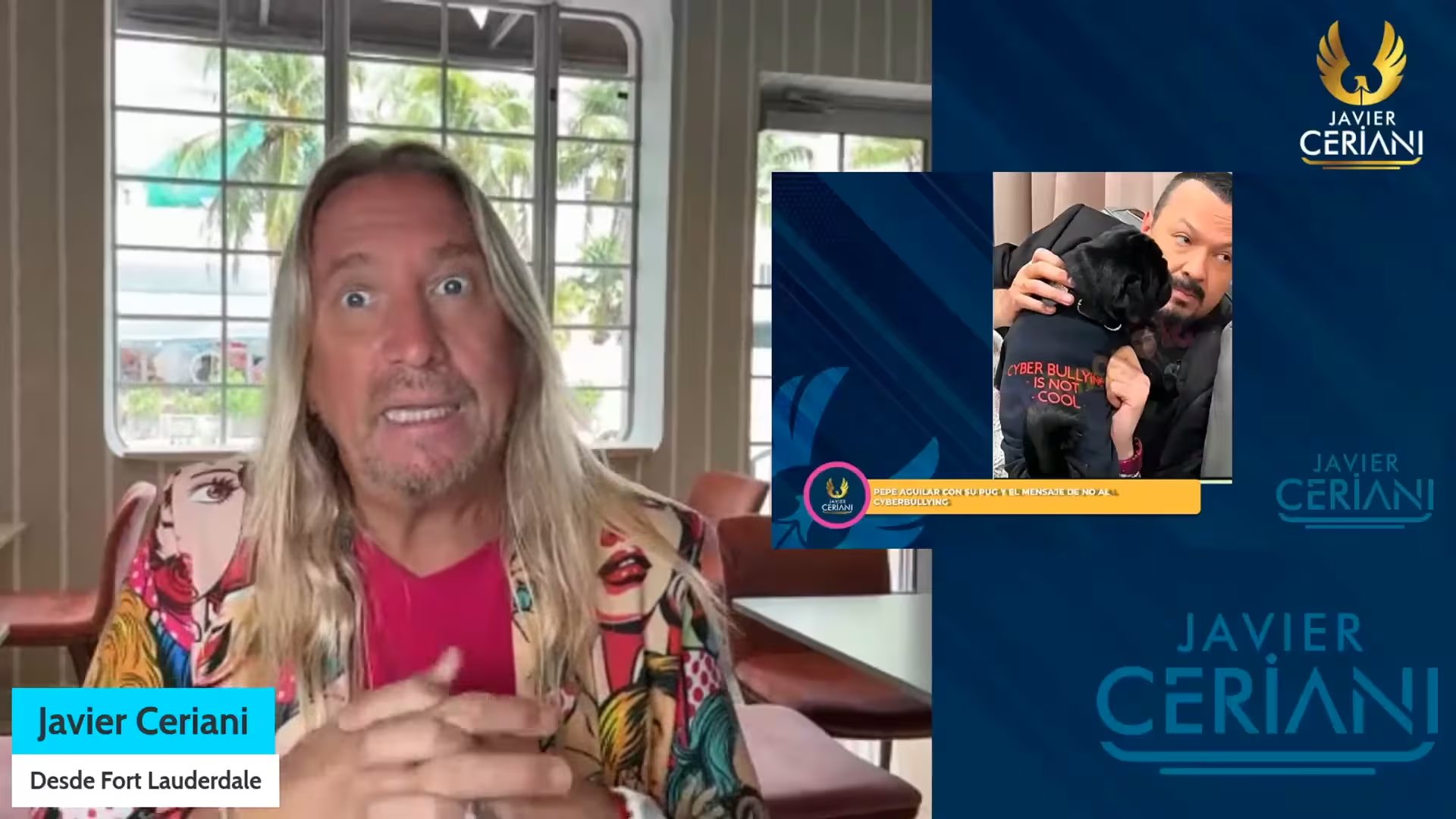Ceriani criticó duramente a Pepe Aguilar por señalarlo de difundir información falsa y fomentar el acoso contra su hija Ángela. (Javier Ceriani, YouTube)