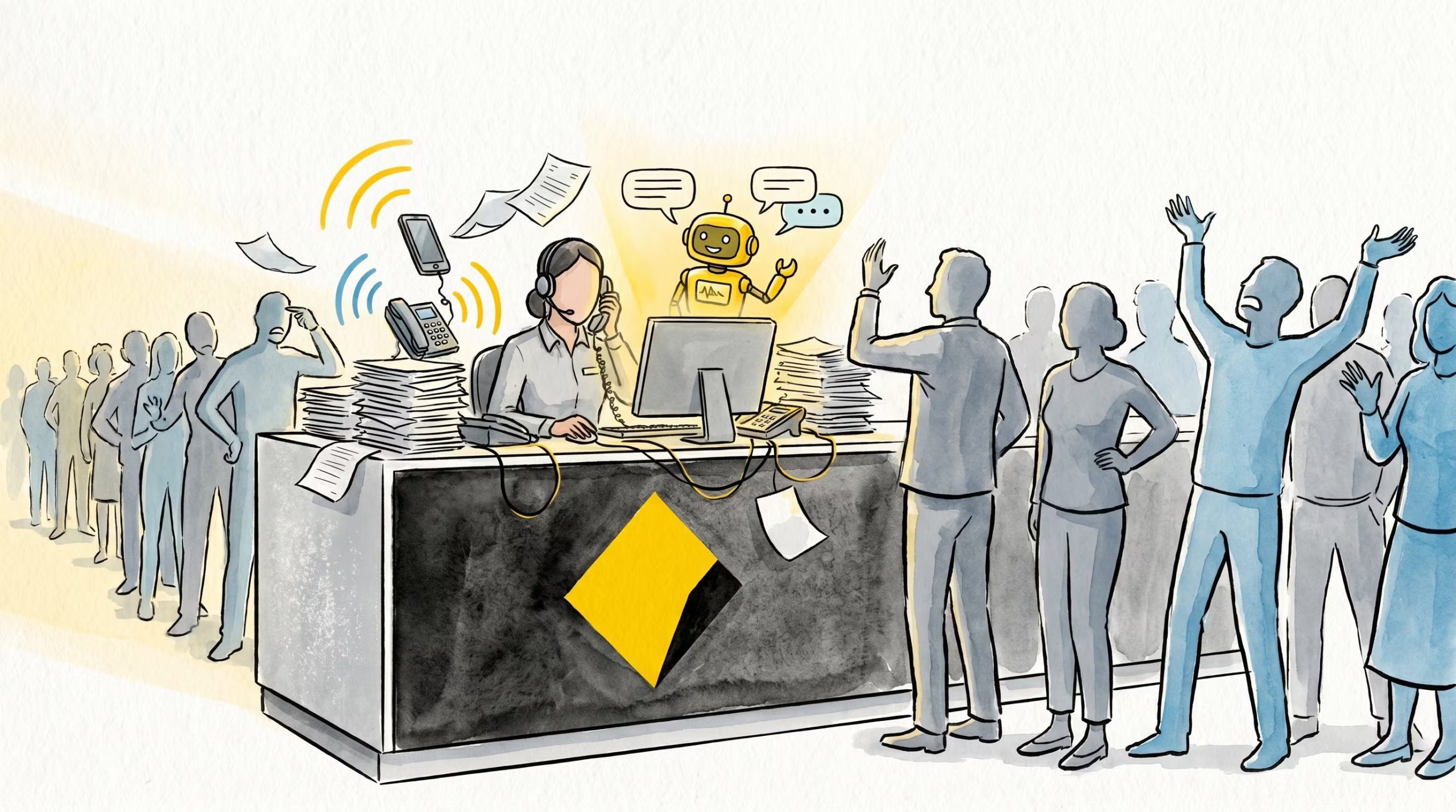 El Commonwealth Bank of Australia intentó reemplazar empleados con un voicebot, pero la sobrecarga de trabajo y el reclamo sindical obligaron a revertir la decisión y restituir los puestos. (Imagen Ilustrativa Infobae)