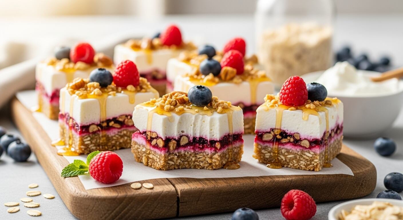 Las barritas caseras con yogur griego aseguran un equilibrio entre cremosidad y crocancia, con la posibilidad de añadir frutas y semillas. - (Imagen Ilustrativa Infobae)