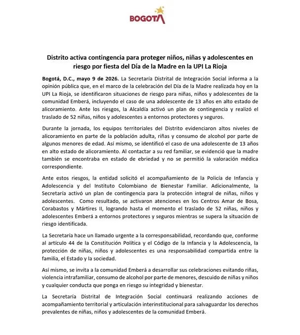 En la UPI La Rioja se reportaron riñas, consumo de alcohol y presuntos riesgos para menores durante una celebración del Día de la Madre. - crédito Integración Social