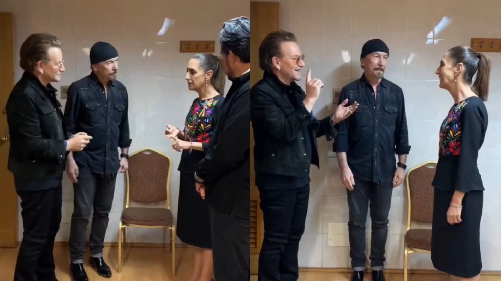 Bono reafirma su perfil como influyente activista político y social, además de ser figura central de la música internacional. - Foto: redes de Claudia Sheinbaum