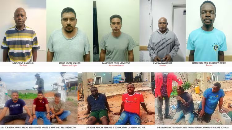 La Agencia Nacional para el Control de Drogas de Nigeria desmanteló el mayor laboratorio de metanfetamina descubierto en el país y detuvo a diez personas. (X/@Rise_Forge)
