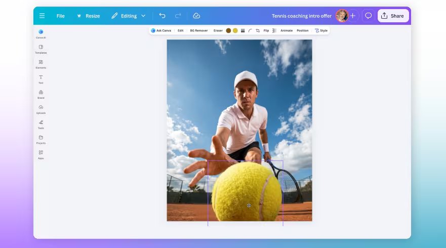 Con una sola instrucción, podrás editar las imágenes creadas con IA en Canva.