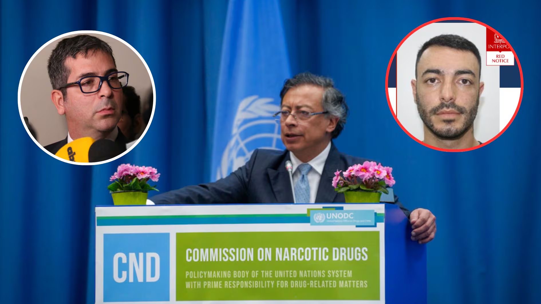 Marset era uno de los mayores objetivos por parte de las autoridades en todo el continente, como parte de la lucha antidrogas, y fue mencionado por Petro en más de una ocasión dentro de la investigación que se lleva a cabo por el crimen de Marcelo Pecci - créditos EFE/ Noelia F. Aceituno | Presidencia de la República | Interpol / sitio web