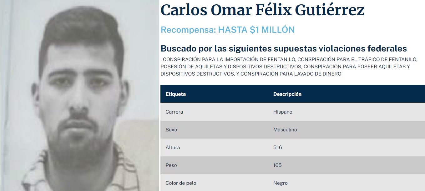 La DEA llegó a ofrecer una recompensa de un millón de dólares por información que permitiera la captura del presunto operador de Los Chapitos. (Foto: DEA)