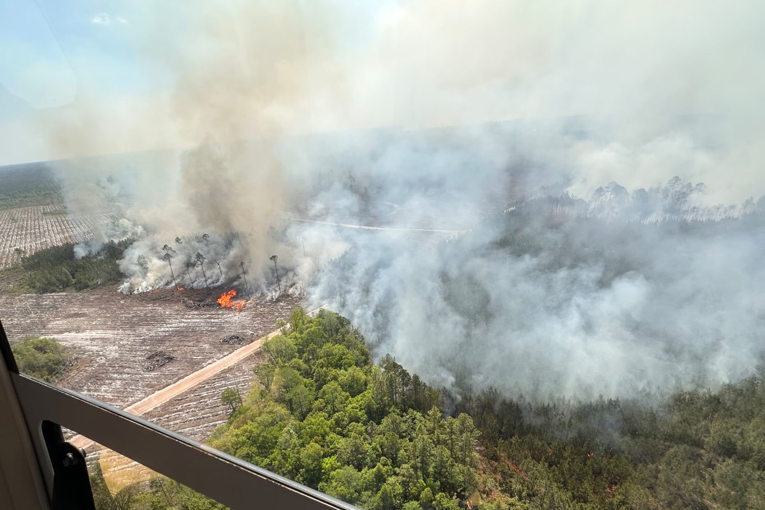 Más de 22.200 hectáreas fueron devastadas por los incendios en Georgia, con cientos de viviendas dañadas y una amplia evacuación de personas y animales. (Oficina del Gobernador Brian Kemp vía AP)