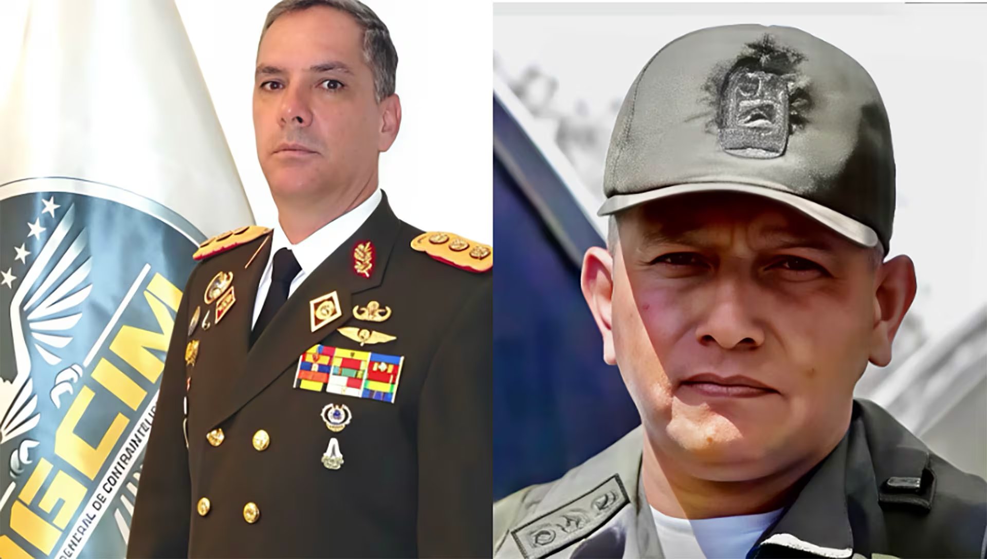 El Mayor General Iván Rafael Hernández Dala, actual jefe de CANTV, y el General de División Homero Miranda Cáceres, quien pasó a retiro, en una imagen compuesta de sus perfiles militares.