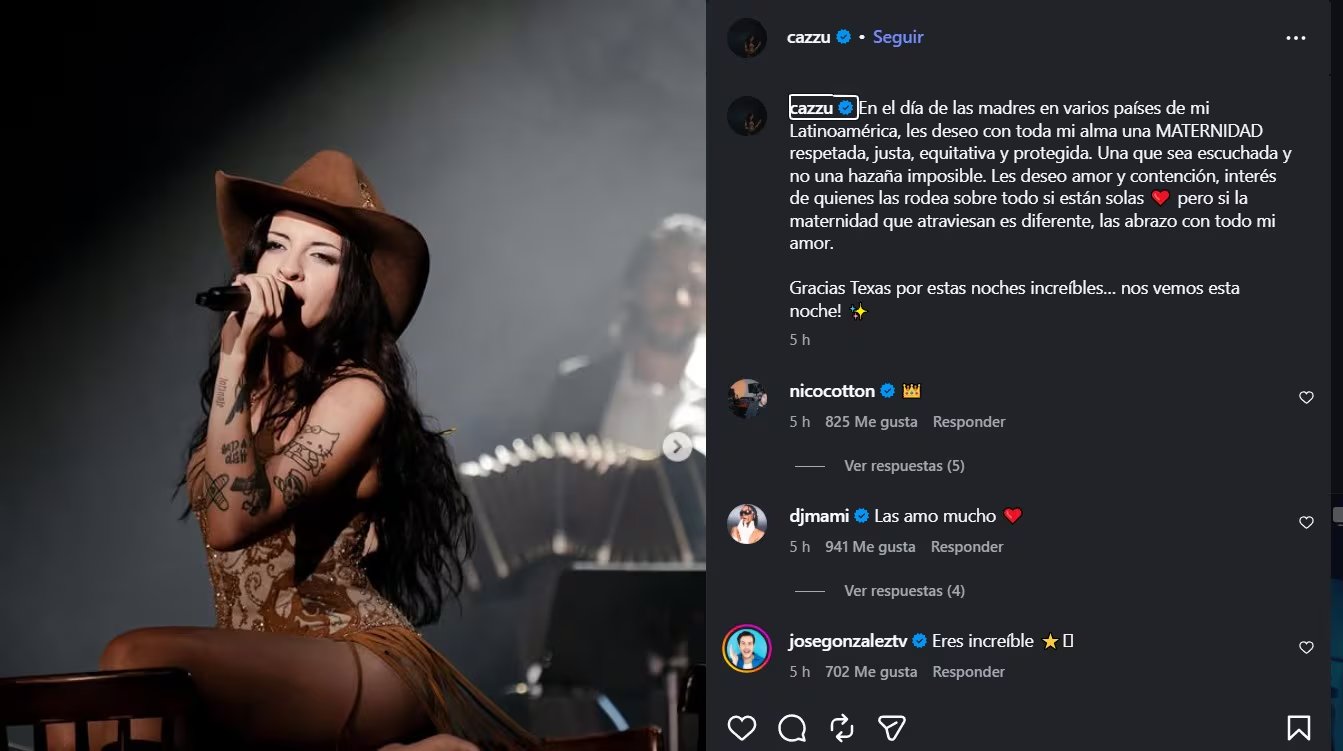 El mensaje de Cazzu sobre la maternidad sin acompañamiento recibe el reconocimiento y empatía de miles de mujeres en redes sociales (IG)