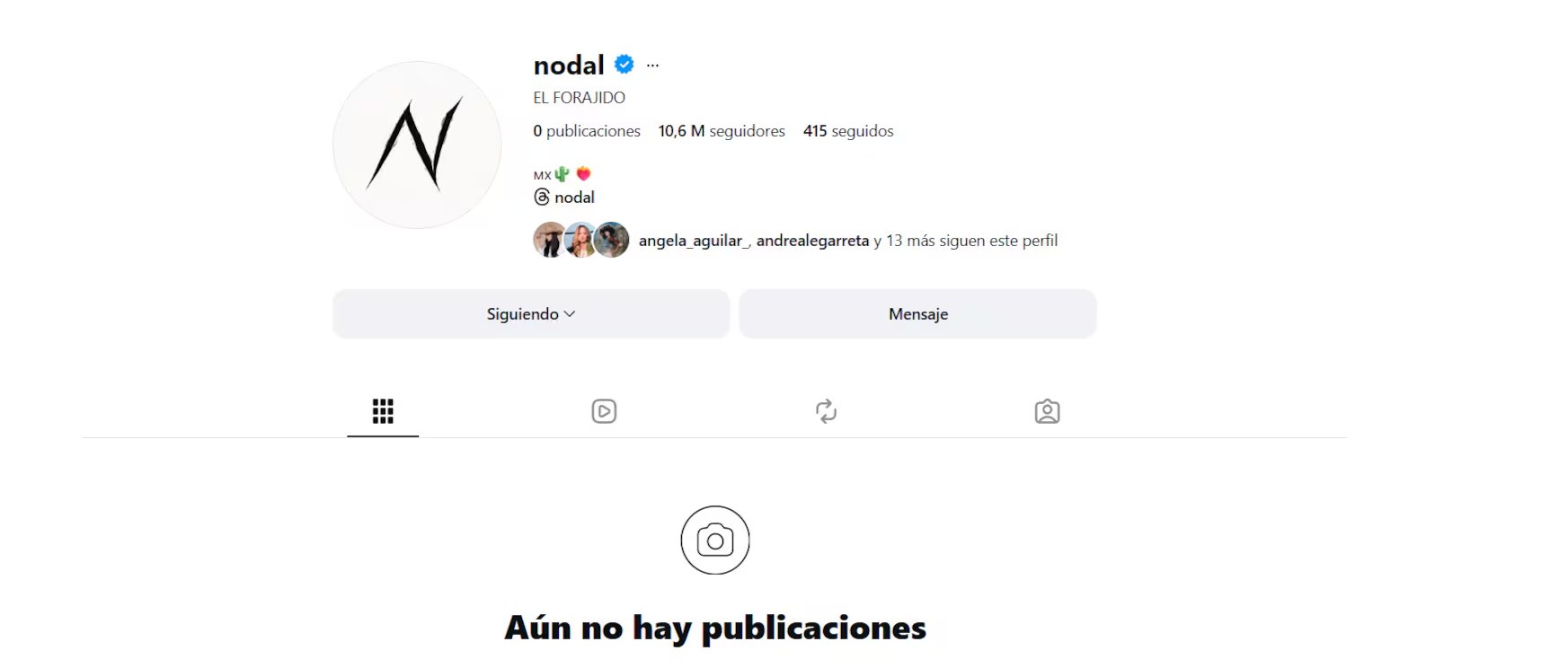 La cuenta del artista sonorense amaneció vacía el 1 de mayo; sus más de 10,6 millones de seguidores encontraron solo una imagen con la letra N y emojis patrios, mientras trascendía que su padre figura como titular de la marca 
