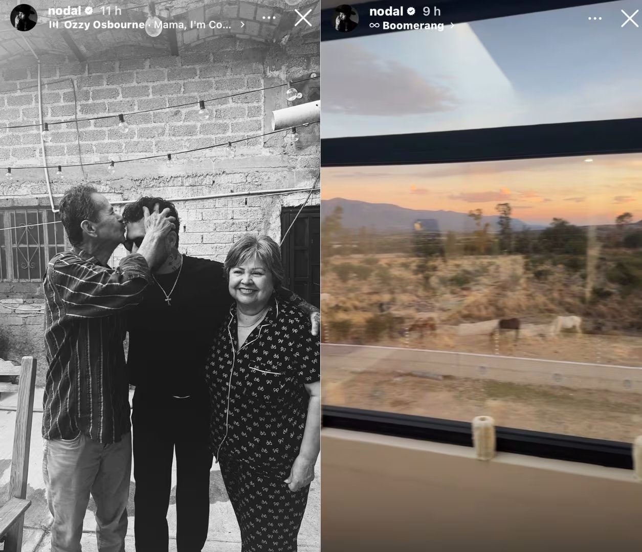 La publicación de Nodal con sus abuelos maternos, acompañada de una canción de Ozzy Osbourne sobre redención familiar, llega en medio de la polémica.(@nodal)