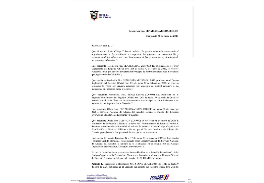 Con este anuncio el Gobierno de Ecuador anunció la eliminación de los aranceles - crédito Presidencia de Ecuador