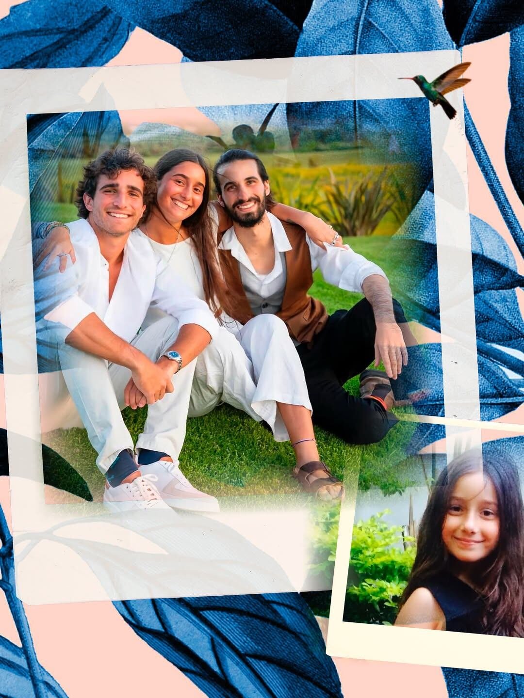 Azul junto a sus hermanos mayores, Valentín y Franco