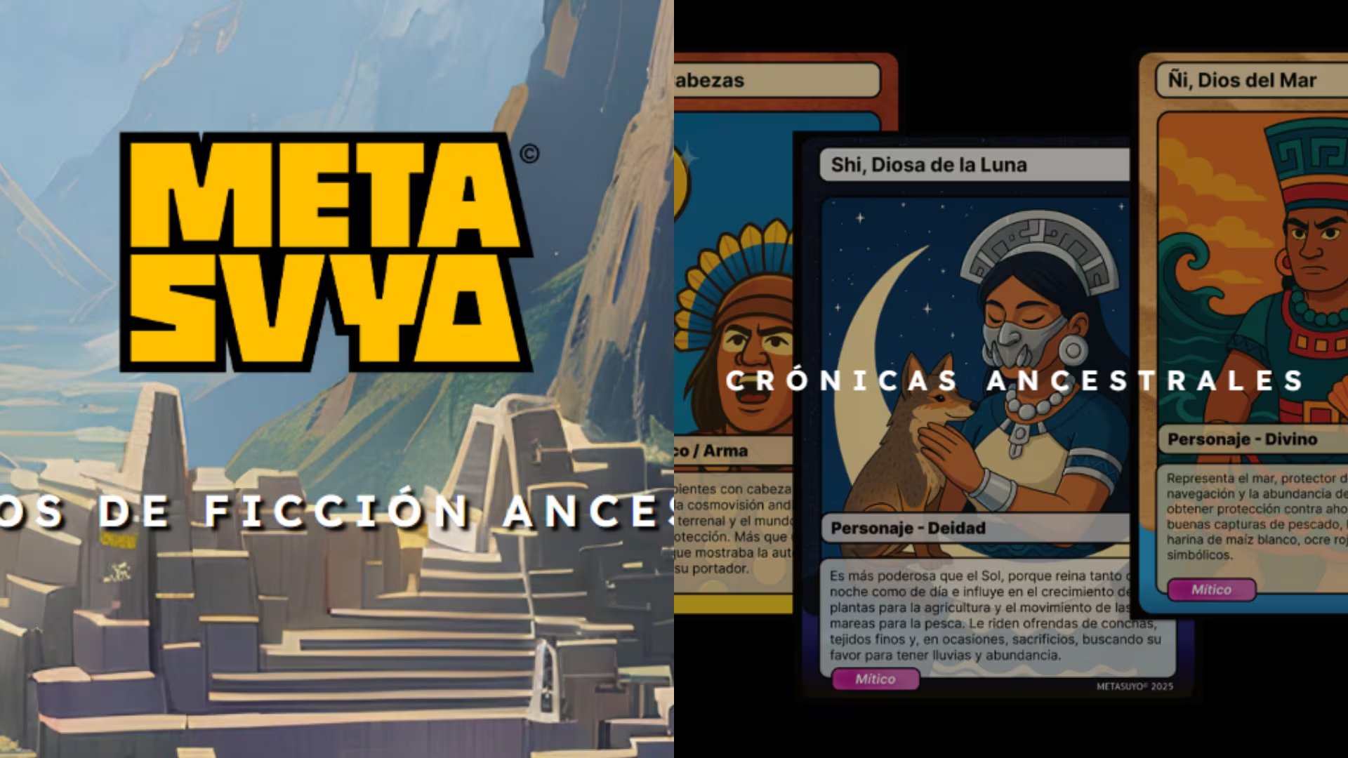 Trujillo: crean juego de cartas inspirado en culturas Chimú y Mochica al estilo Pokémon. (Foto composición: Infobae Perú/Captura web/linktr.ee/metasuyo)