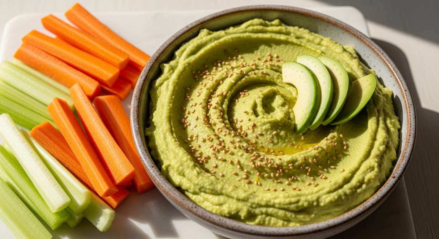 El hummus de palta suma frescura y una textura aún más suave, integrando los beneficios del aguacate a la receta tradicional para un dip nutritivo y diferente (Imagen Ilustrativa Infobae)
